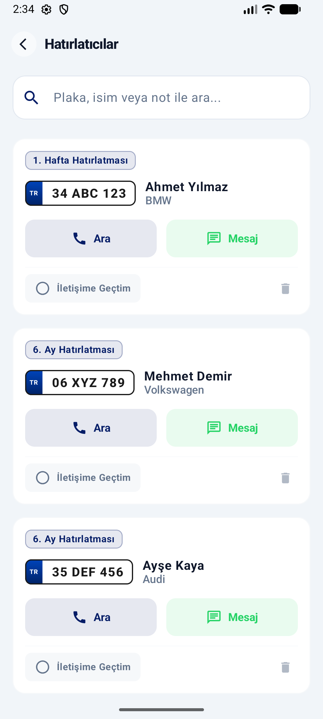 Tamir Defteri Hatırlatmalar